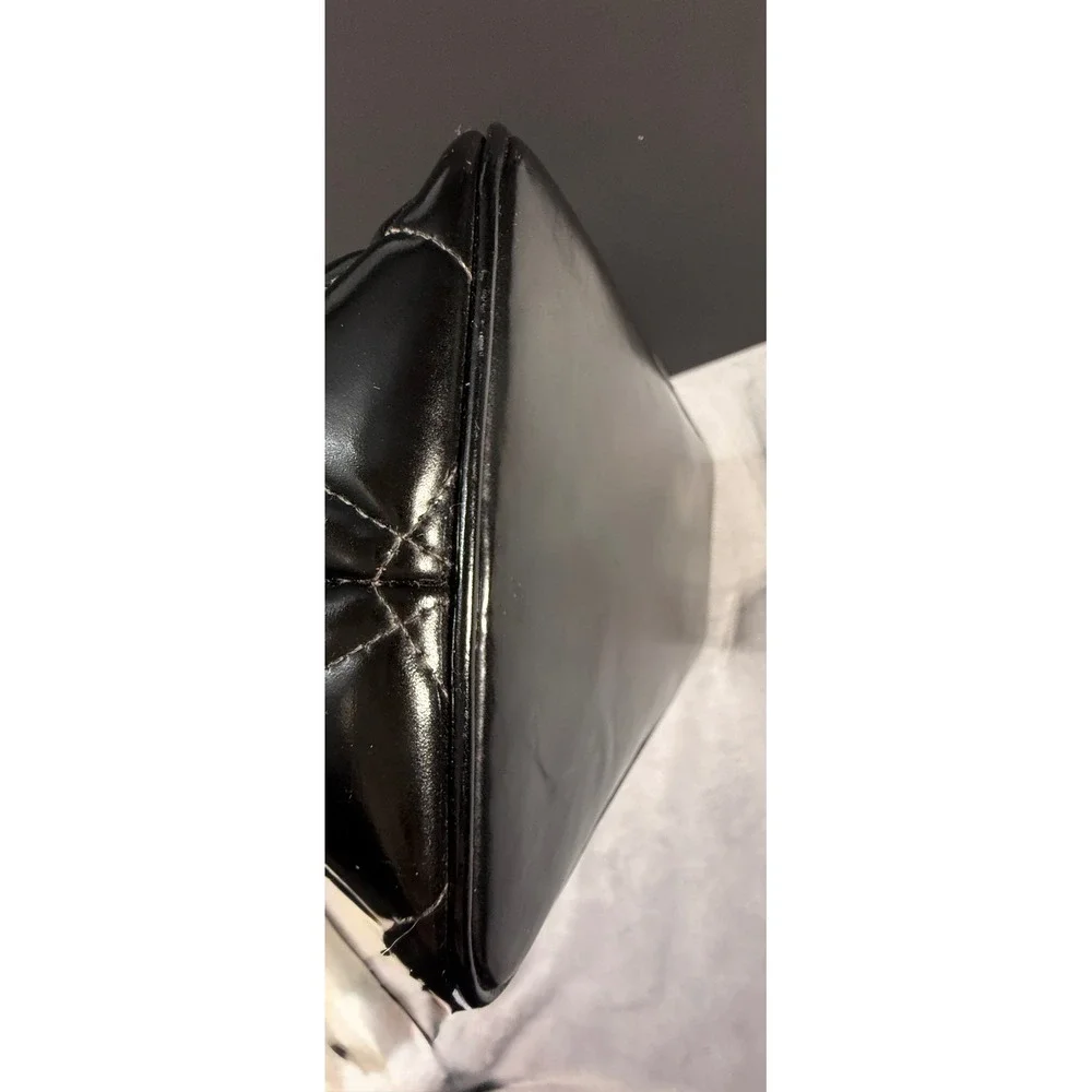 Chanel Black Patent Leather Quilted CC 24k Charm Tote Bag w/‎ Poshmark COA